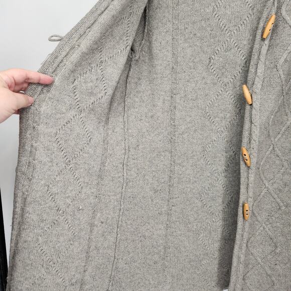 VTG. Carroll Reed Lambswool Cable Knit Fisherman Sweater Hooded Cardigan Women S - Picture 7 of 10